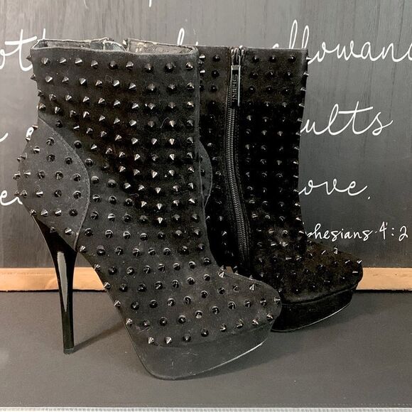 Shiekh black studded stiletto booties size 6 - Picture 1 of 15